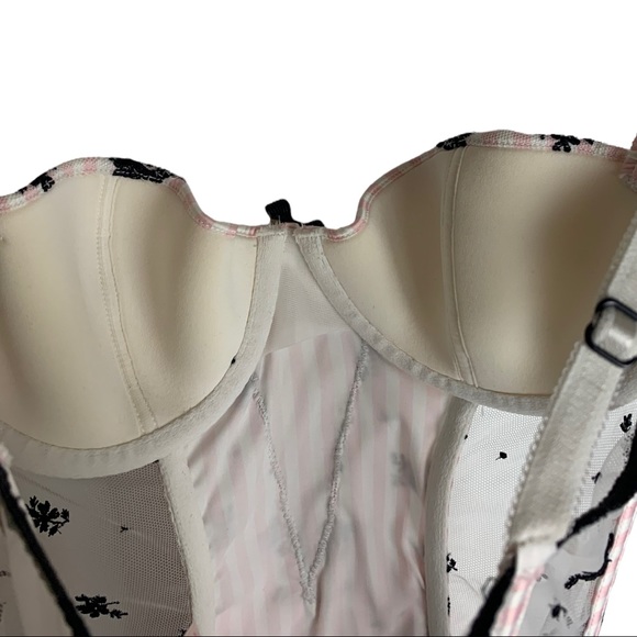 Victoria's Secret Corset Pink/White Black Garter Size 34B - Picture 5 of 11